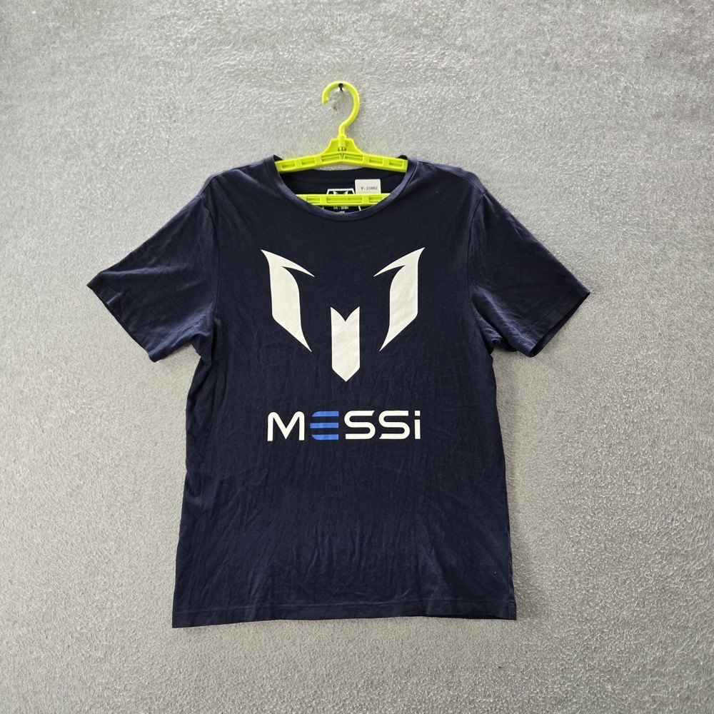 Messi Men Shirt‎ L Blue Logo Short Sleeve Soccer
